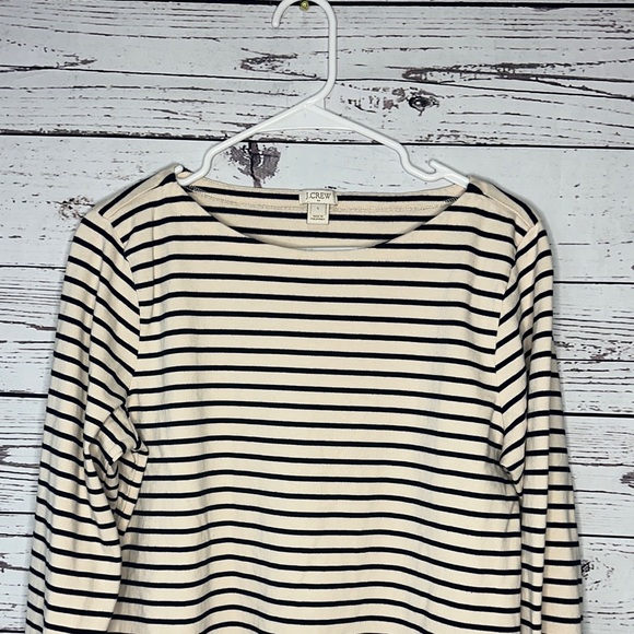 J. Crew Black and Cream Striped Long Sleeve Tee - Picture 2 of 6